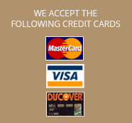 MasterCard, Visa & Discover Accepted